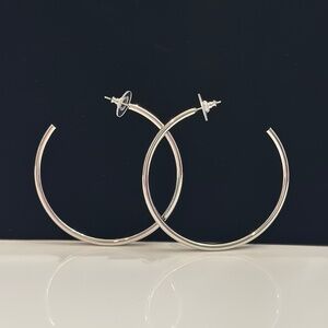 Large 2.25" Diameter Silver Hoop Earrings